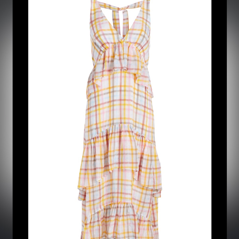Cinq a Sept Astor Plaid Tiered Maxi Dress | 10